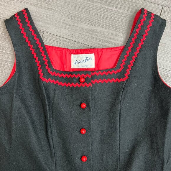 Vintage 50s Alicia Fair of California Rockabilly Retro Square Neck Dress Size M - Picture 2 of 6